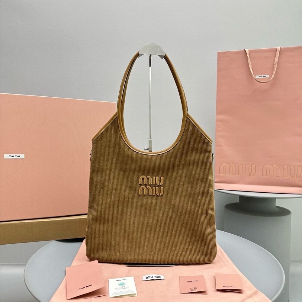 Miu Miu Tan Leather Tote Bag